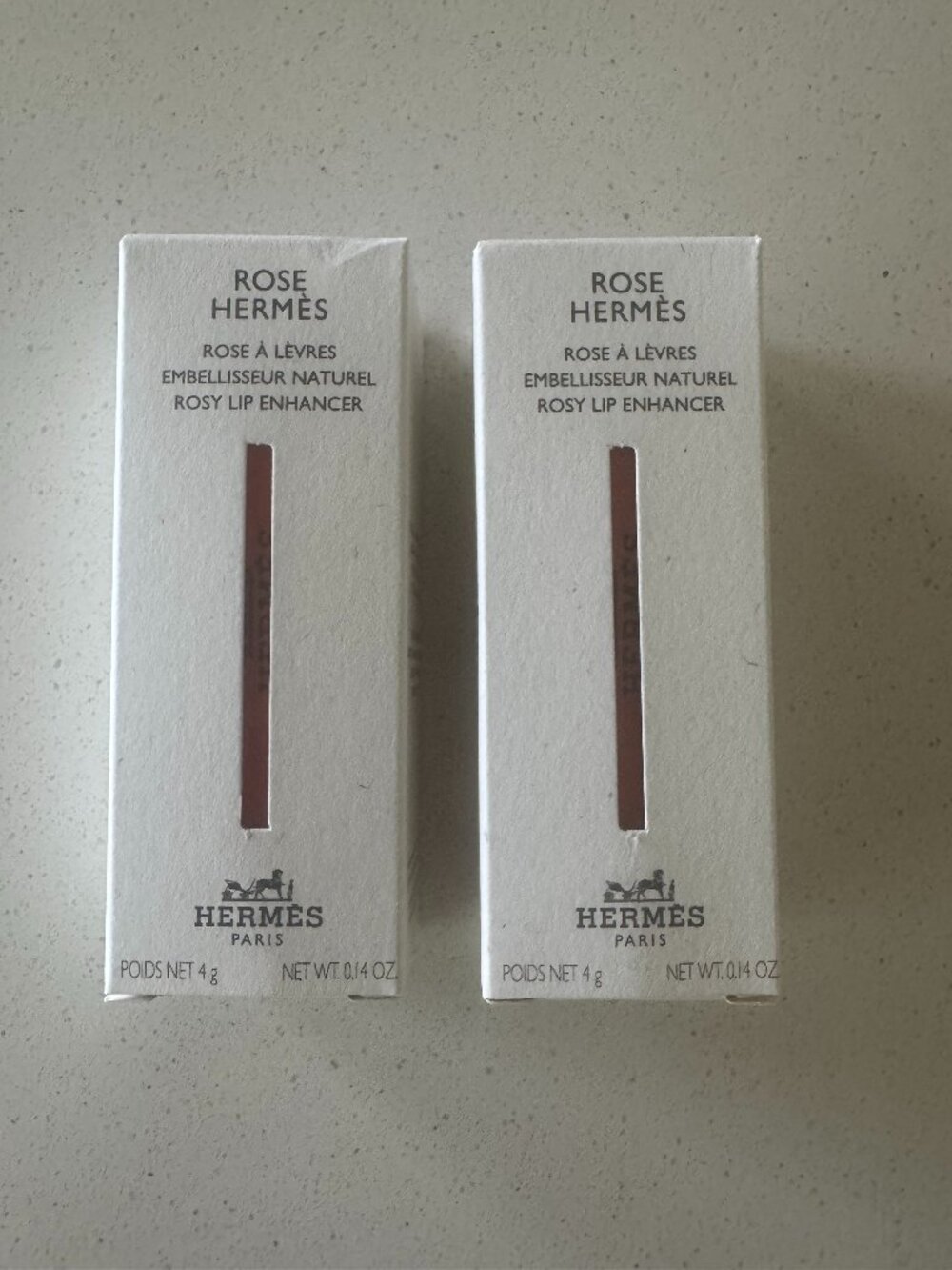 TWO Hermès Rose 30 (D'ete) and 14 (Abricote) Refillable Rosy Lip Enhancers